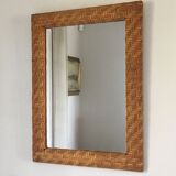 Miroir cadre rotin tressé 1970 39x54cm
