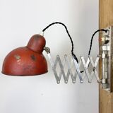 Red Industrial Midcentury Scissor Wall Lamp, 1950s