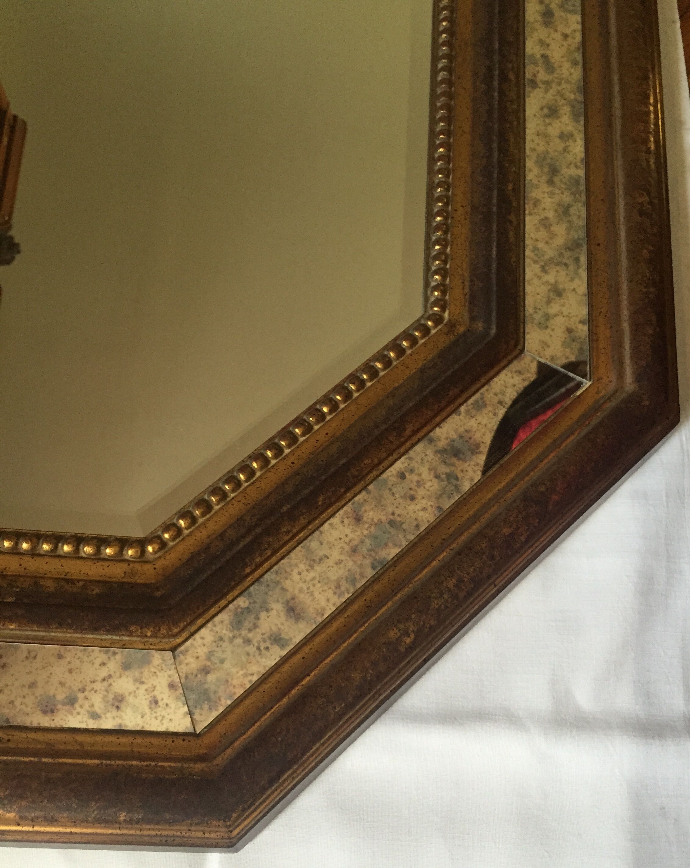 Beveled mirror frame gilded wooden 80 x 67cm.