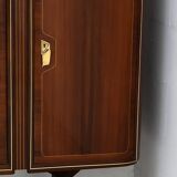 Attributed Gio Ponti Mid-Century Italian Mahogany and Brass Bar Cabinet, 50