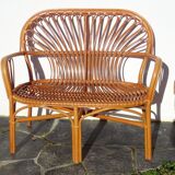 Rattan bench 80s