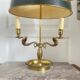 Antique Bouillotte Lamp 2 Lights Swan Lucien Gau Gilded Bronze Empire Napoleon