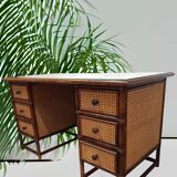 Vintage bamboo and cane desk