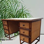 Vintage bamboo and cane desk