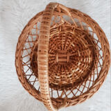 Basket, rattan/wicker basket, vintage french