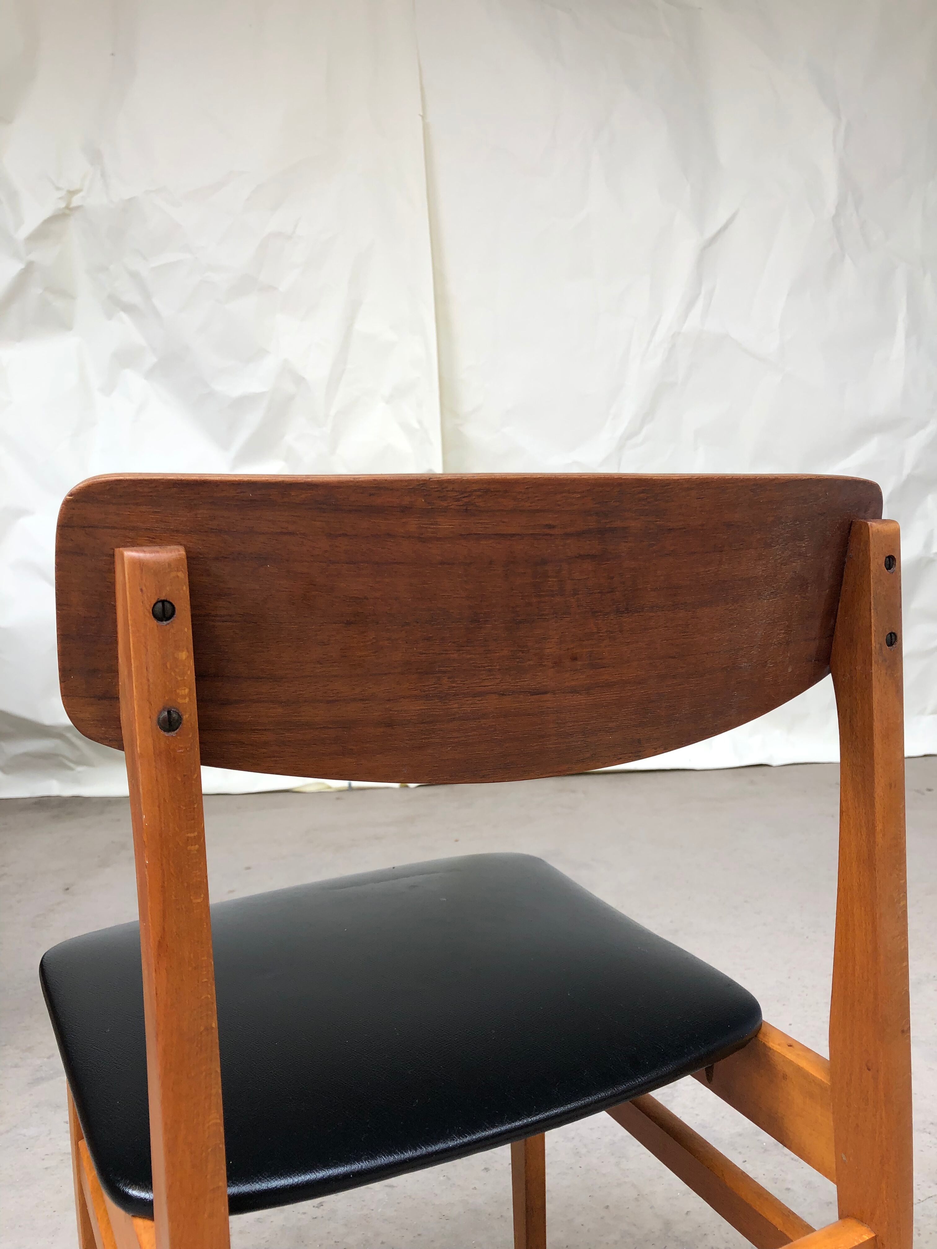 Vintage set of 4 mid century teak dining chairs scandinavian 60s 70s retro danish