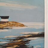 Painting by hand view Marine signed