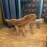 Carved teak bench