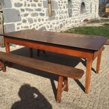 Farmhouse table with 2 wooden benches