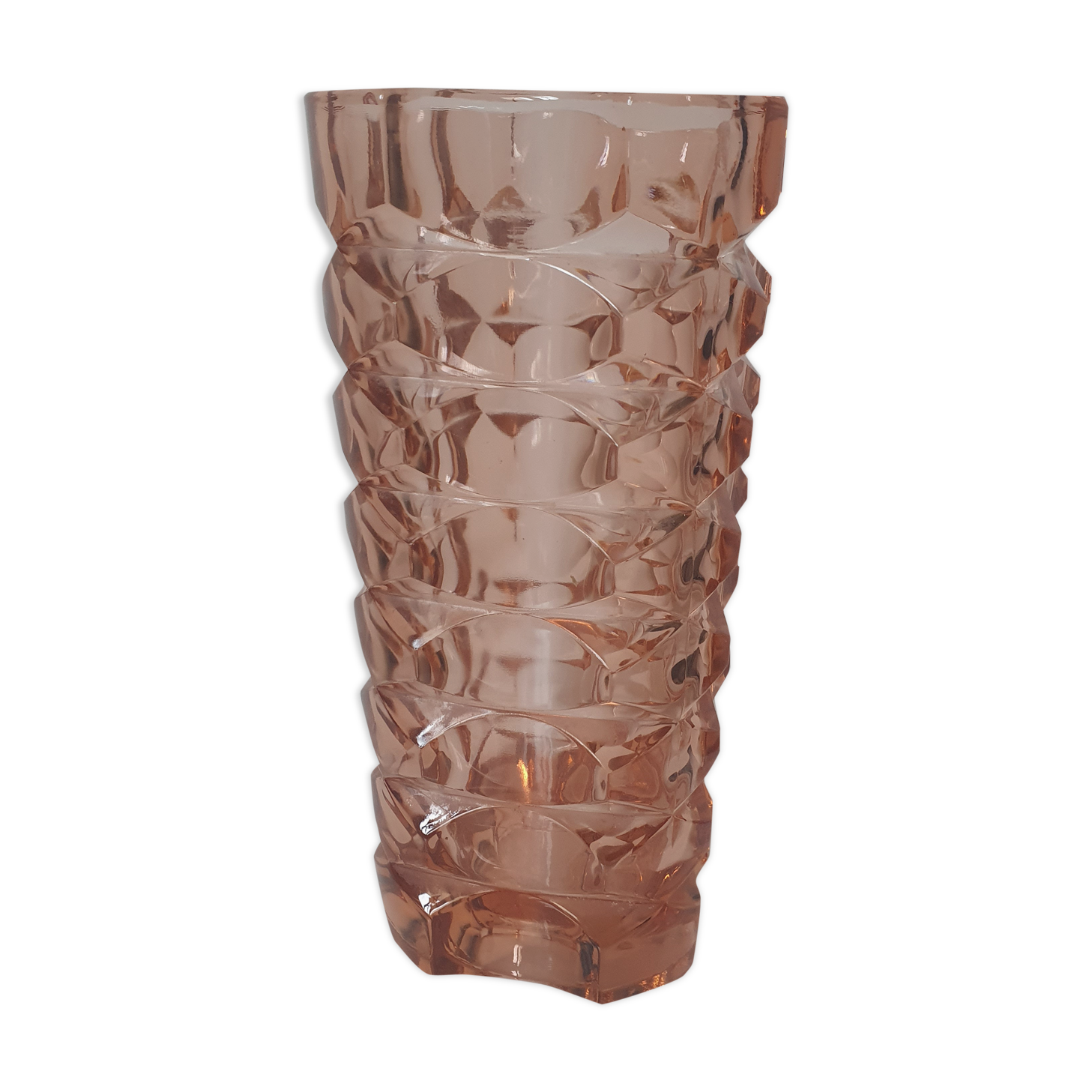 Pink glass art deco vase