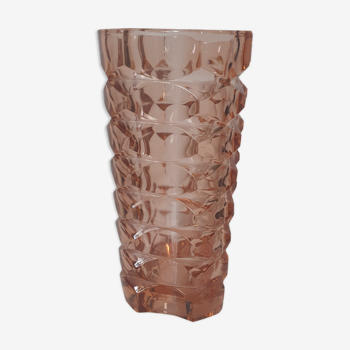 Pink glass art deco vase