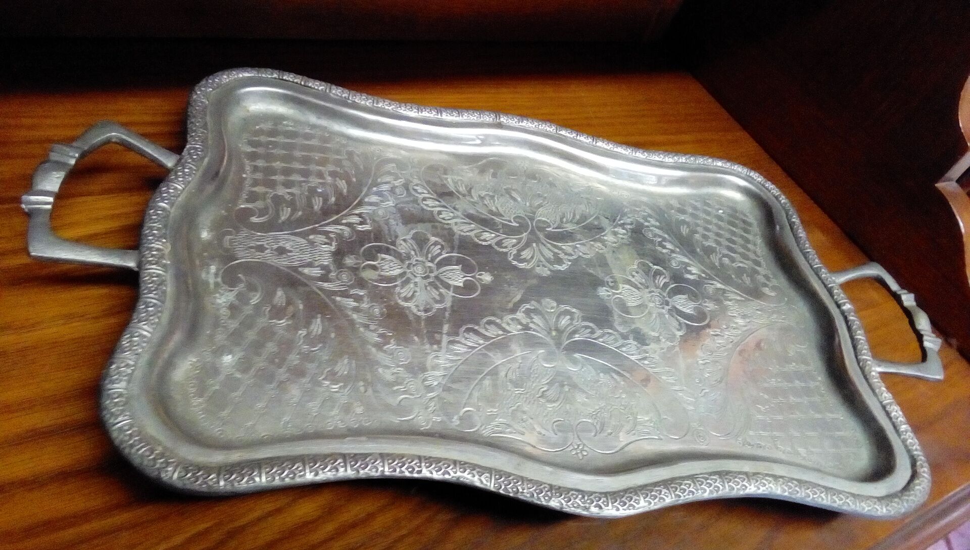 Old silver metal tray
