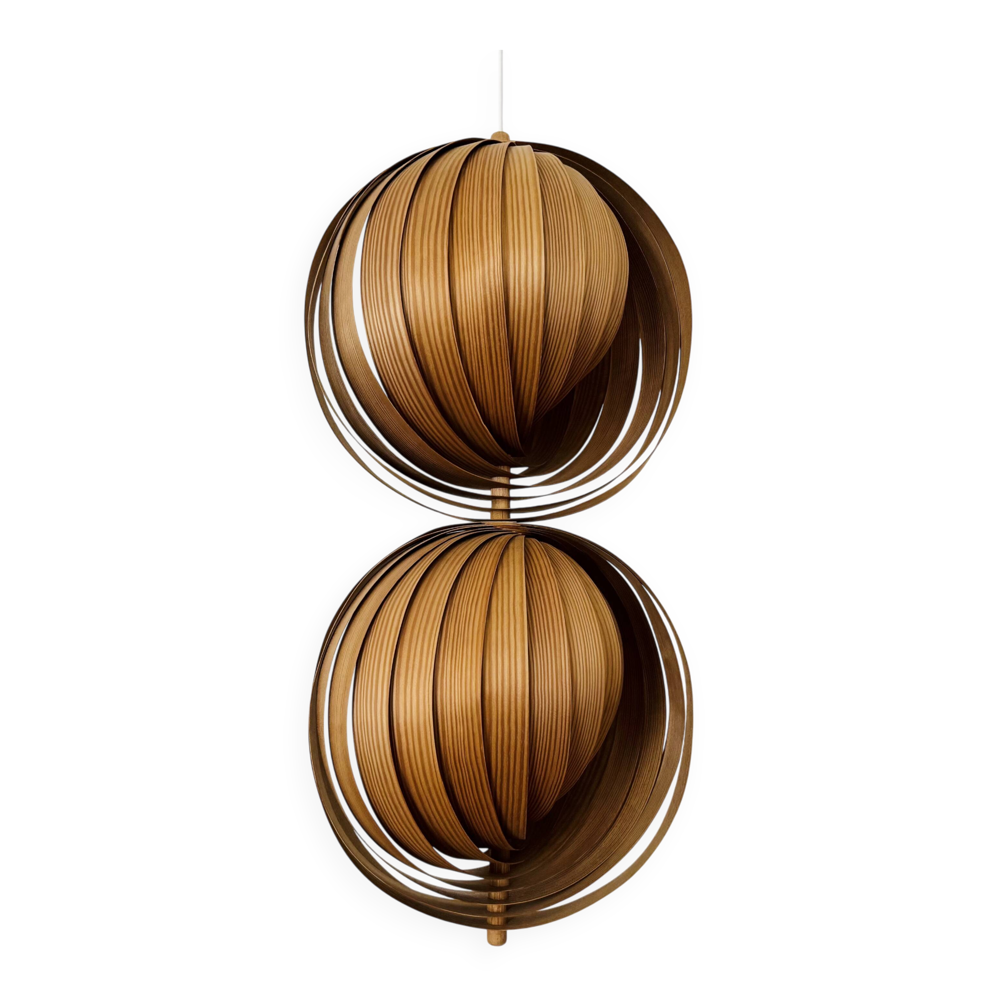 Wooden Double Moon Pendant Lamp