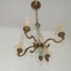 Mid-Century Bronze & Cut Glass 4-Light Chandelier with Fleur-de-Lys Detail