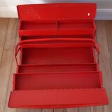 Bright red vintage tool box