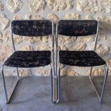 Set of 2 renovated black velvet chairs