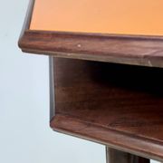 Beech and Walnut Root Console Table with an Orange Glass Top, Italy