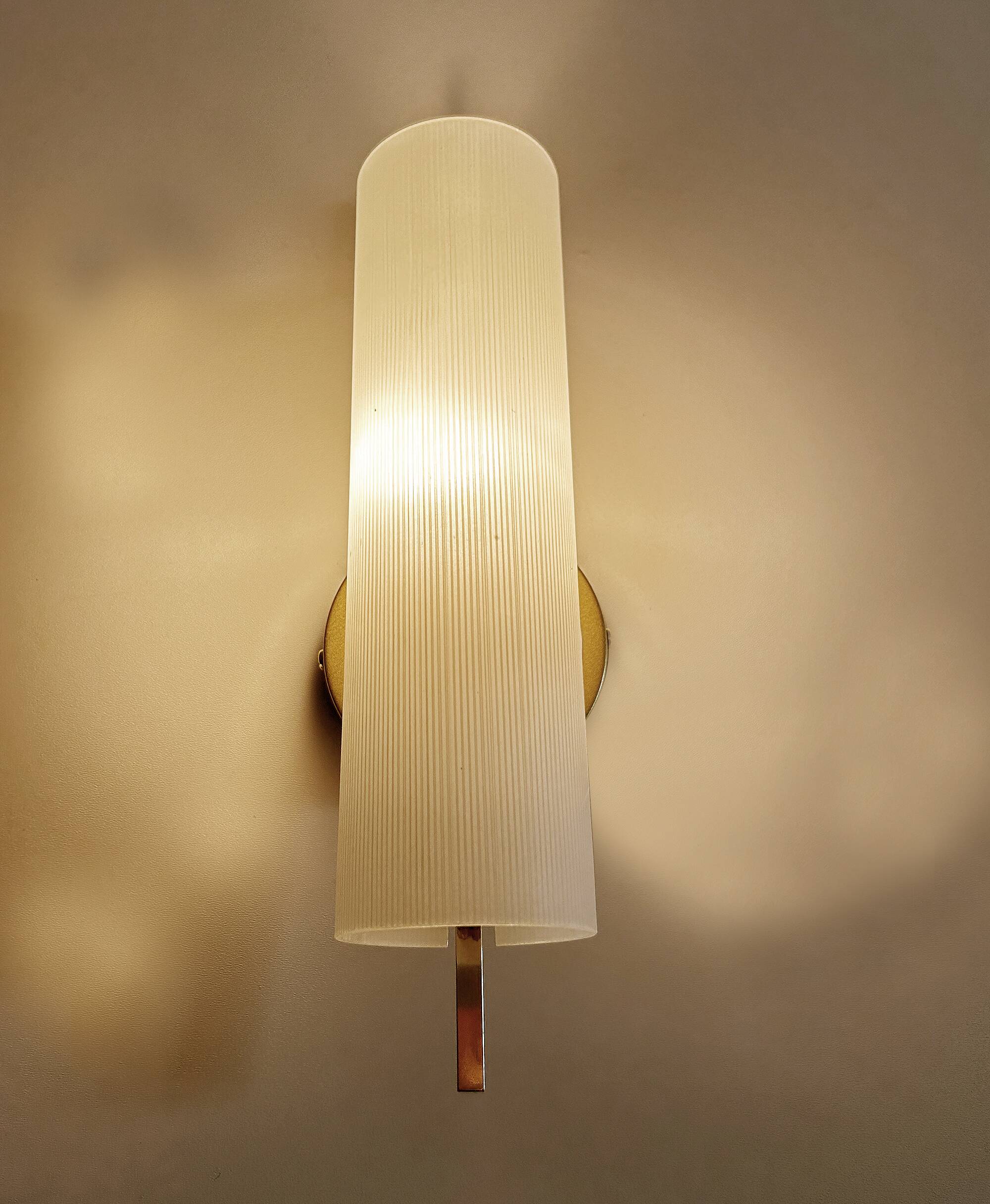 Vintage Glass Brass Wall Light