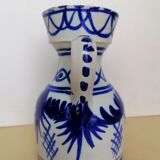 Pitcher glazed stoneware blue and white