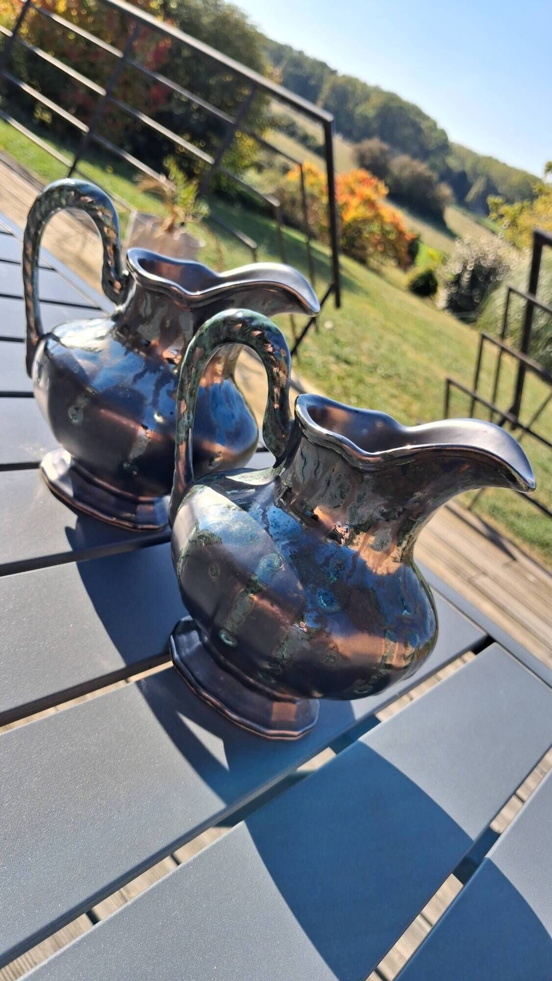 Pair of Art Deco pitchers • Thulin Faience (Belgium)