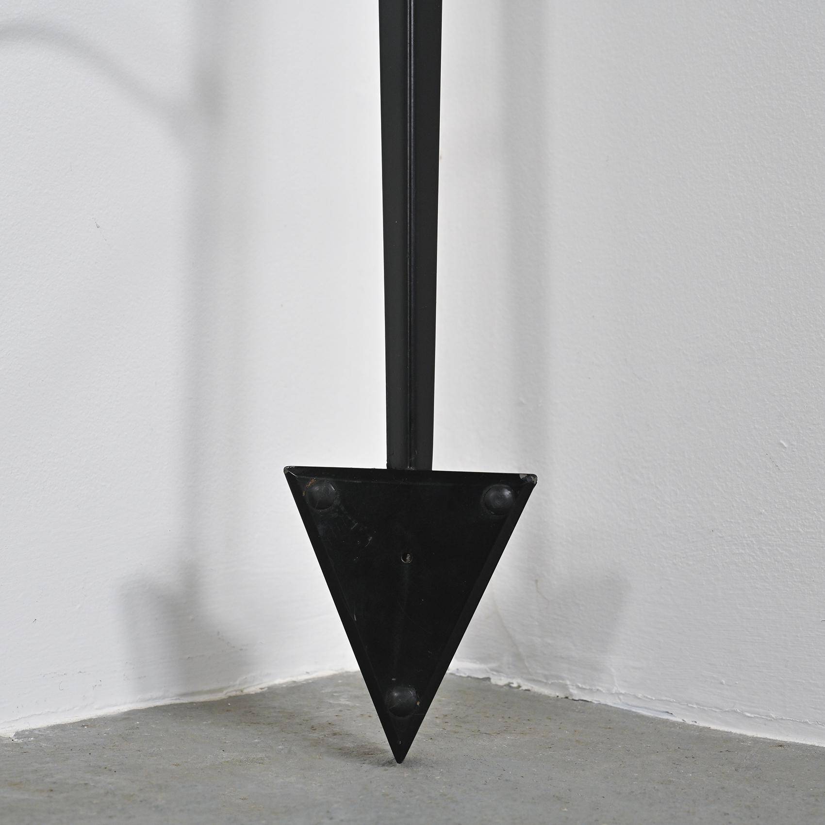 Black lacquered metal floor lamp, Italian work 1980