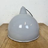 Industrial Grey Enamel Factory Pendant Lamp, 1960s
