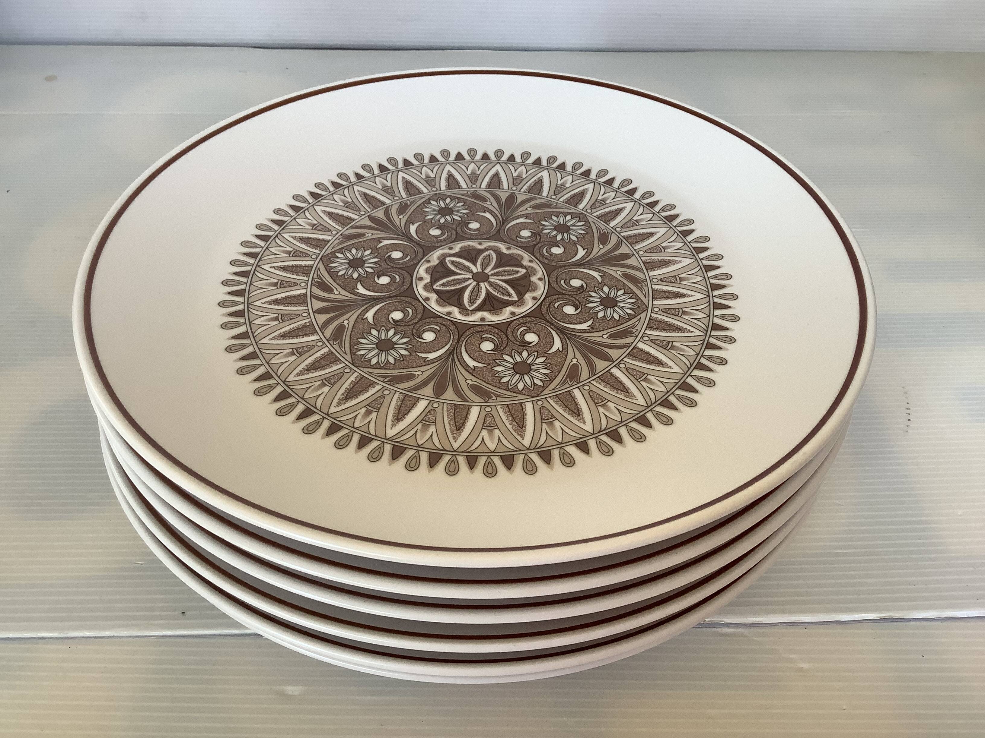 Six large flat plates of Japanese noritake