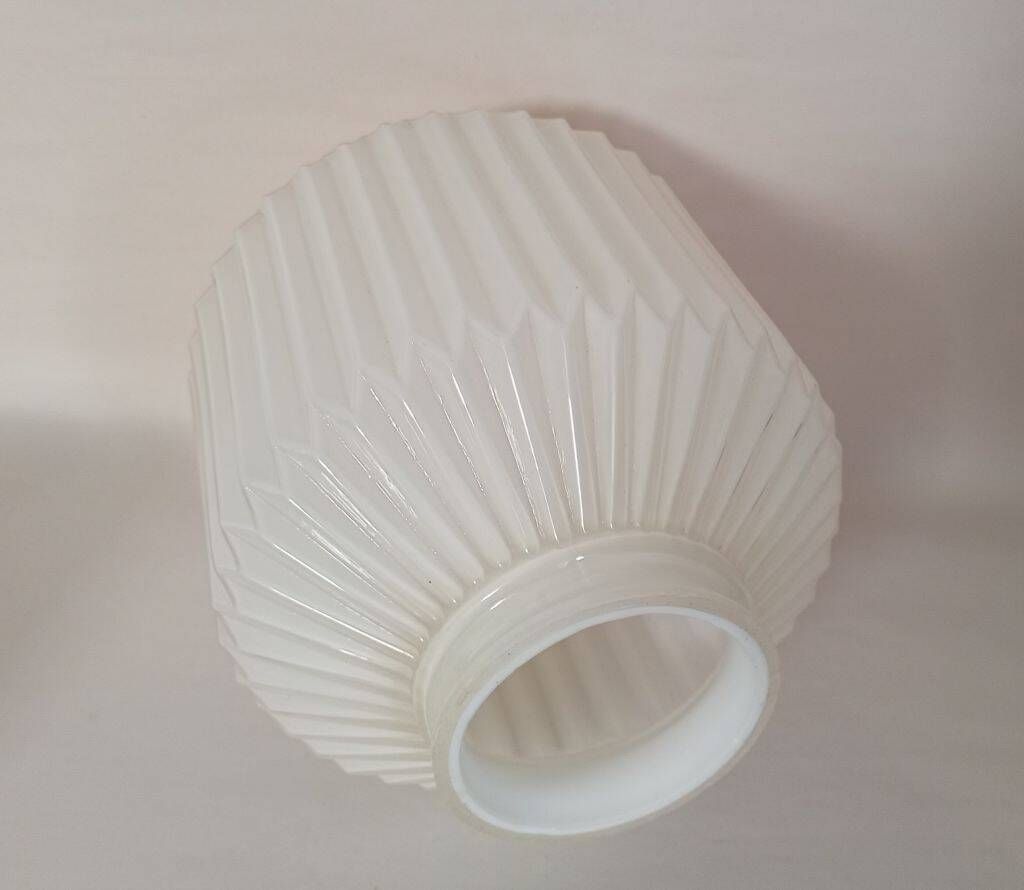 Vintage Mid-Century Pleated Milk Glass Lamp Shade