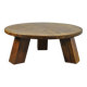BRUTALIST / massive oak round coffee table / 1970s