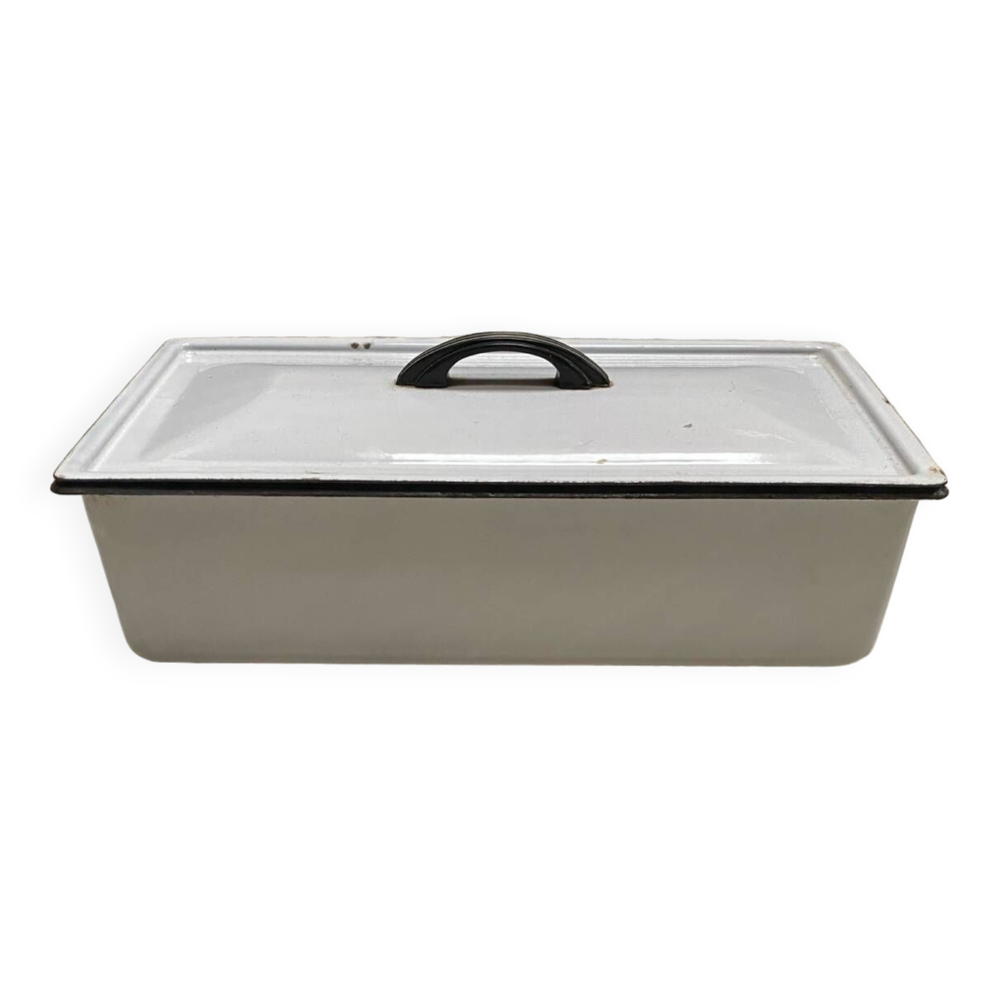 Vintage enameled cast iron fish bowl