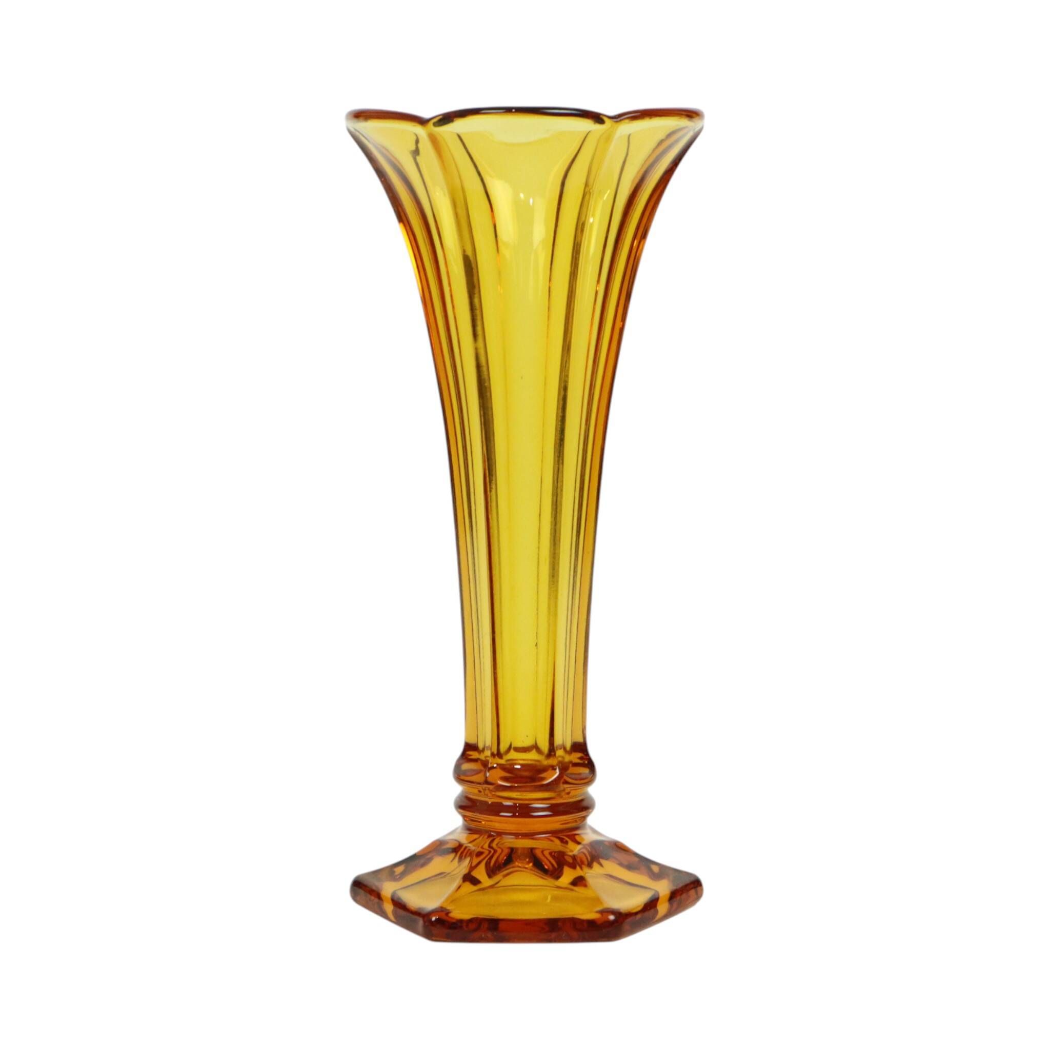 Small Luxval Vase Amber Américain 1935 VSL Art Deco