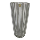 Vase avec 12 nervures verticales en verre dépoli, Verrerie de Fains, années 1950