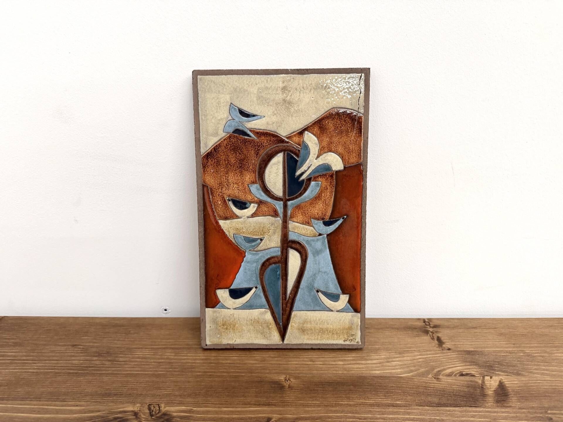Decorative wall panel in glazed stoneware, 1970s