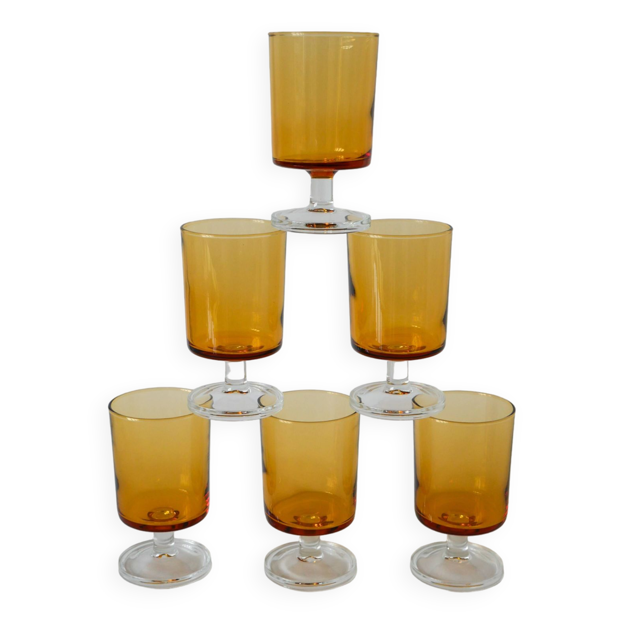 lot de 6 verres à vin ambrés Luminarc vintage 1970