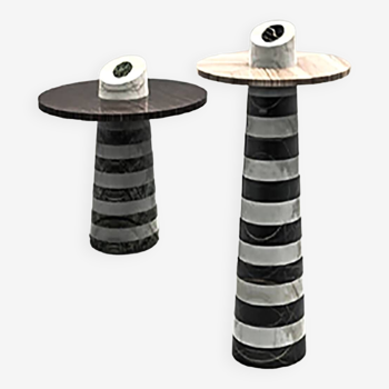 Paire de petites tables en MARMO di Design Modello Faro fabriquées en Italie, en excellent état