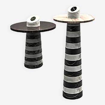 Pair of small tables in MARMO di Design Modello Faro made in Italy, in excellent condition