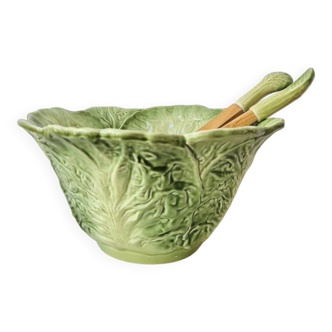 Large salad bowl in earthenware "Cabbage" 1970s - Vintage