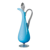 Light Blue Murano Glass Carafe – Vintage 1970s Italian Amphora Vase with Teardrop Stopper