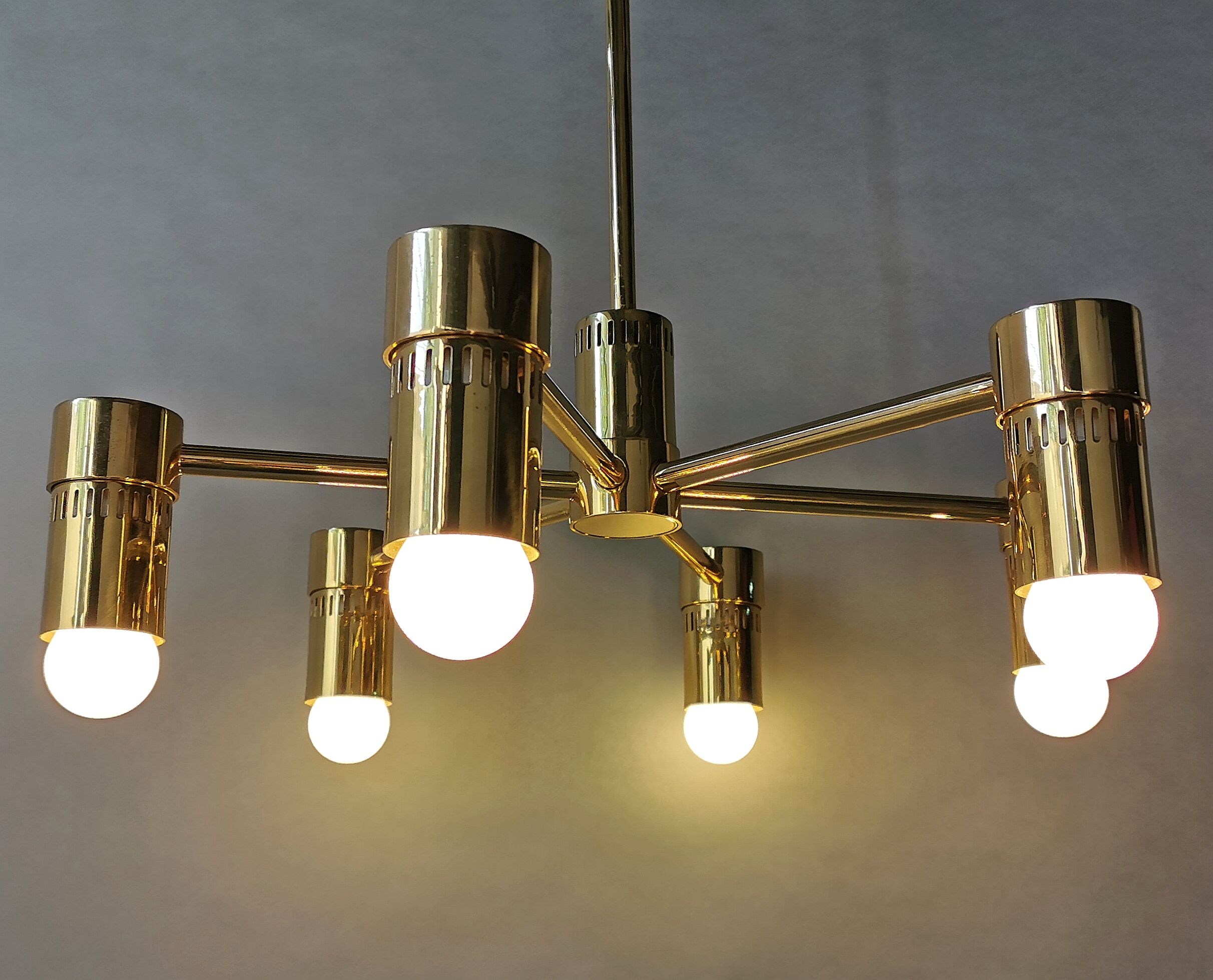 Luster 6 Italian gilded brass fires 1970