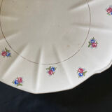 Set of 3 dishes digoin and sarreguemines ecru with flowers