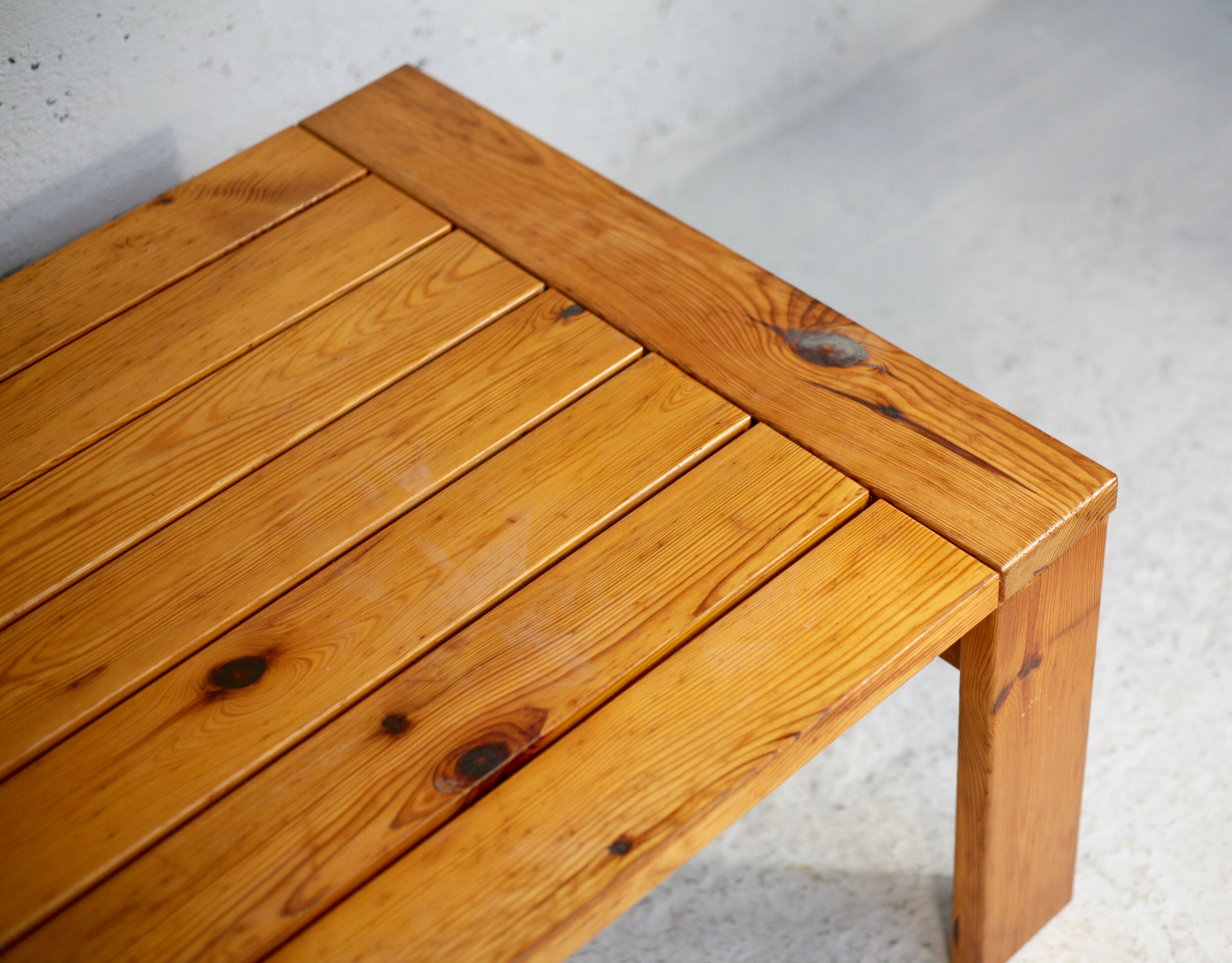 Pine coffee table. France, circa 1970