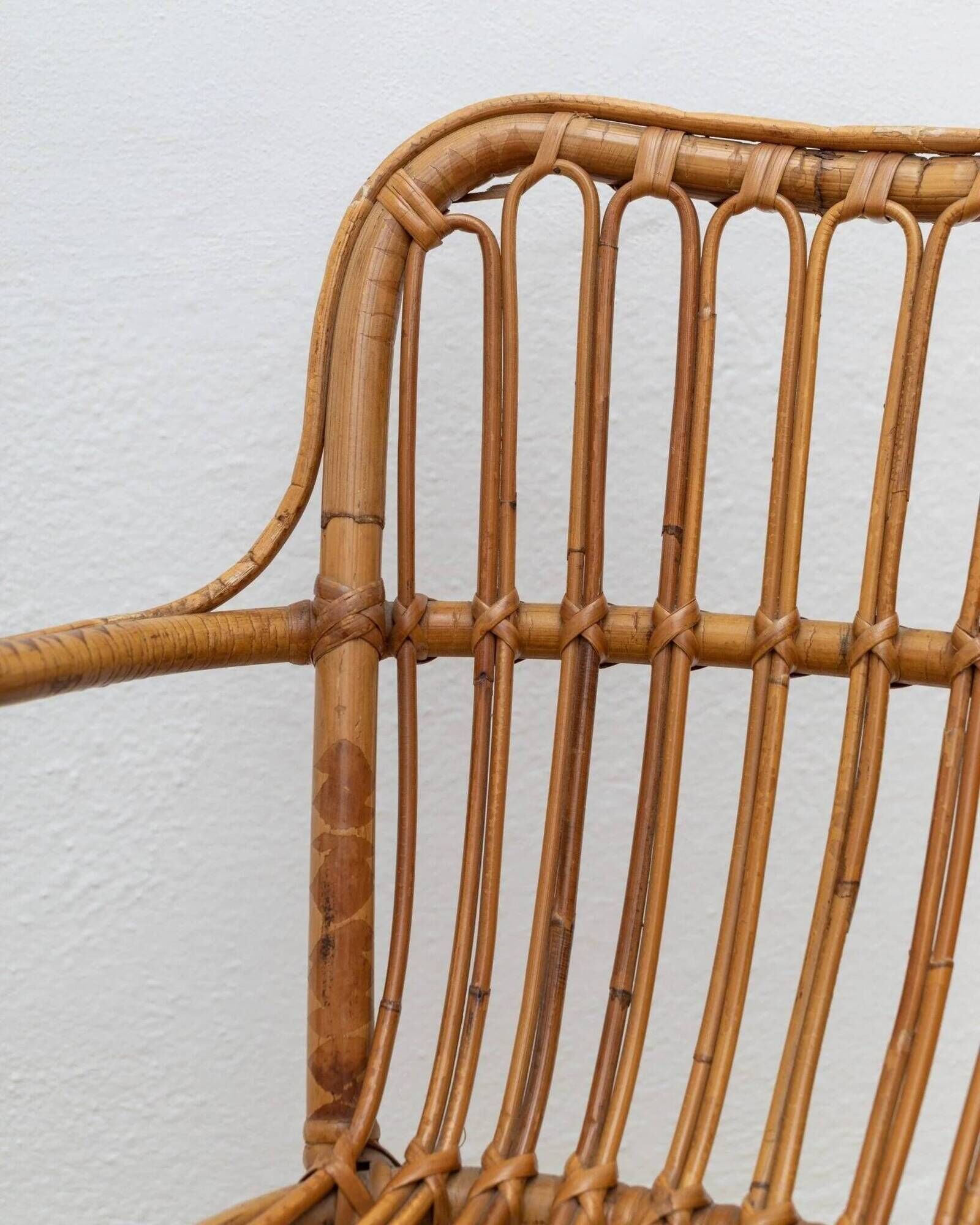 Vintage bamboo and rattan armchair, Florida style, Italy, 1970s.