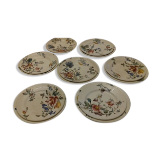 Lot of 13 old earthenware plates "iron earth"