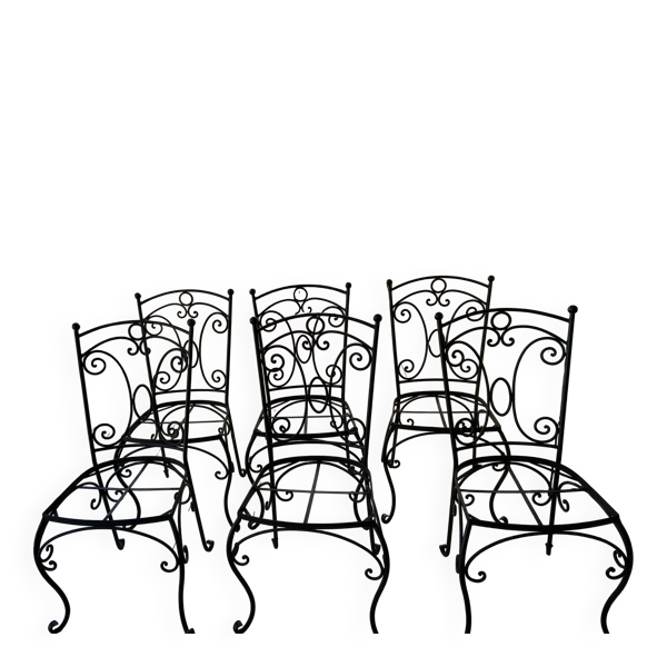 lot 6 chaises en fe forgé