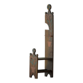 Chaise d'art populaire danois à dossier haut, en chêne, avec décor peint à la main, datée de 1876