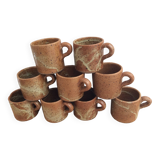 9 stoneware coffee cups