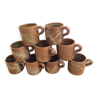 9 stoneware coffee cups
