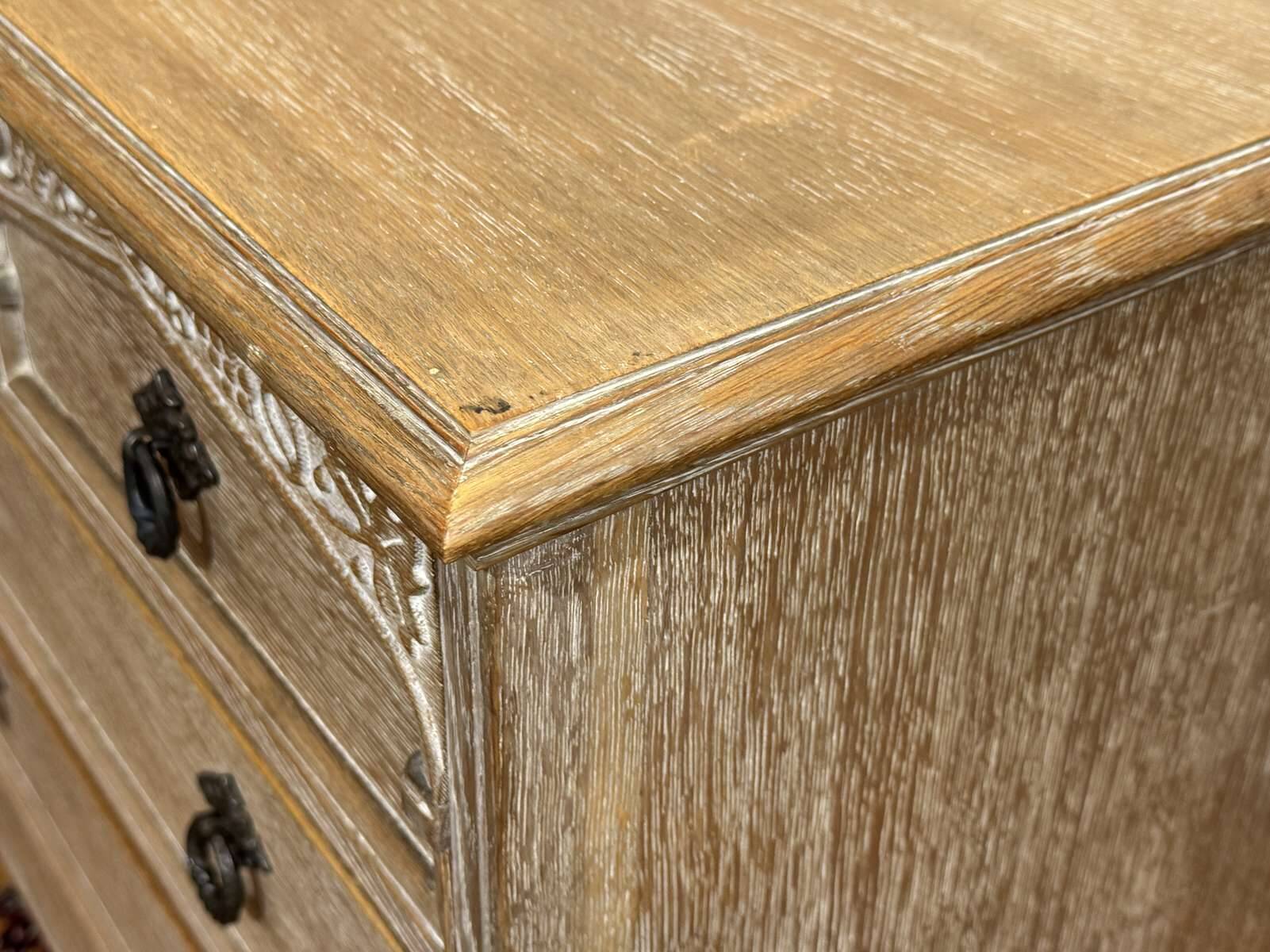 English commode in cerused oak from the 1950s.