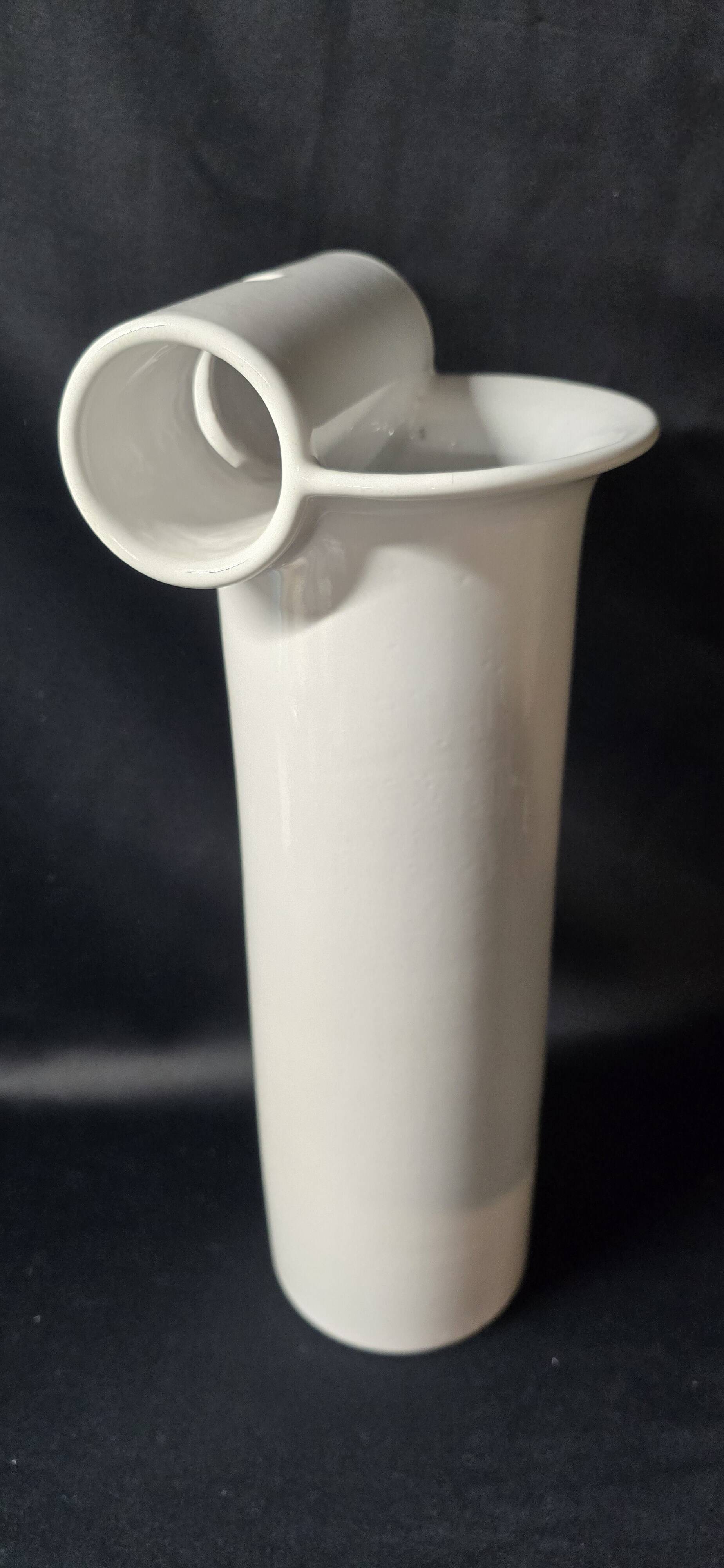 Enzo Bioli (1832) white ceramic vase for Il Picchio, Italy 1950s