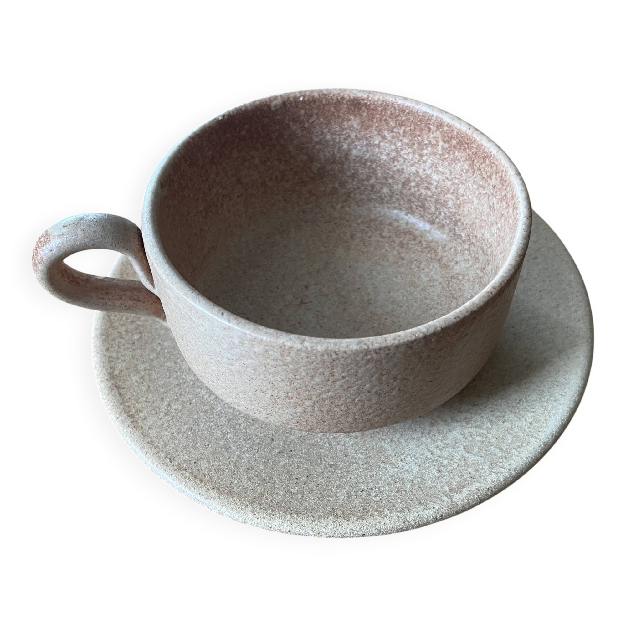 Large stoneware cup + saucer